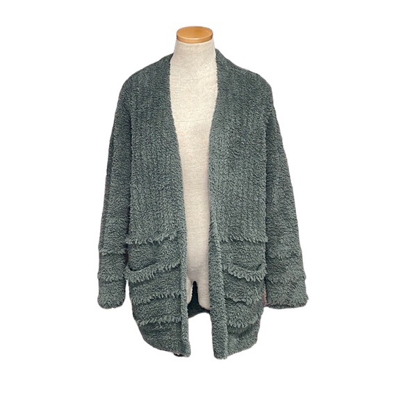 Barefoot Dreams Sweaters - BAREFOOT DREAMS Cardigan Sweater Green Knit Open Front Boardwalk 1513 Medium
